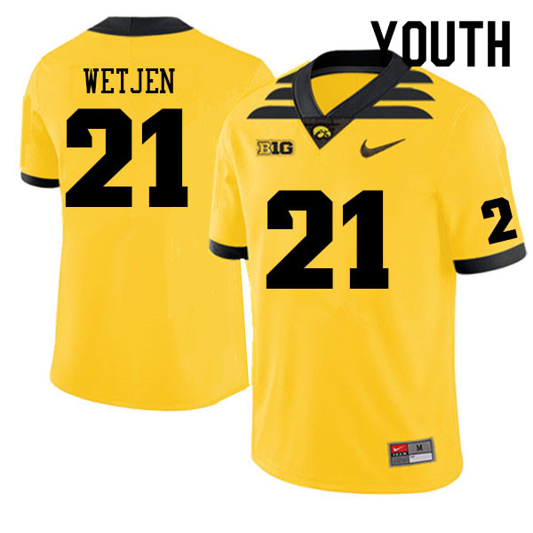 Youth #21 Kaden Wetjen Iowa Hawkeyes College Football Jerseys Sale-Gold - Click Image to Close